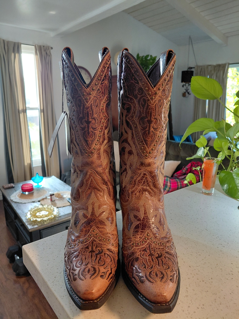 Laredo Brown Embroidered Western Cowboy Boots